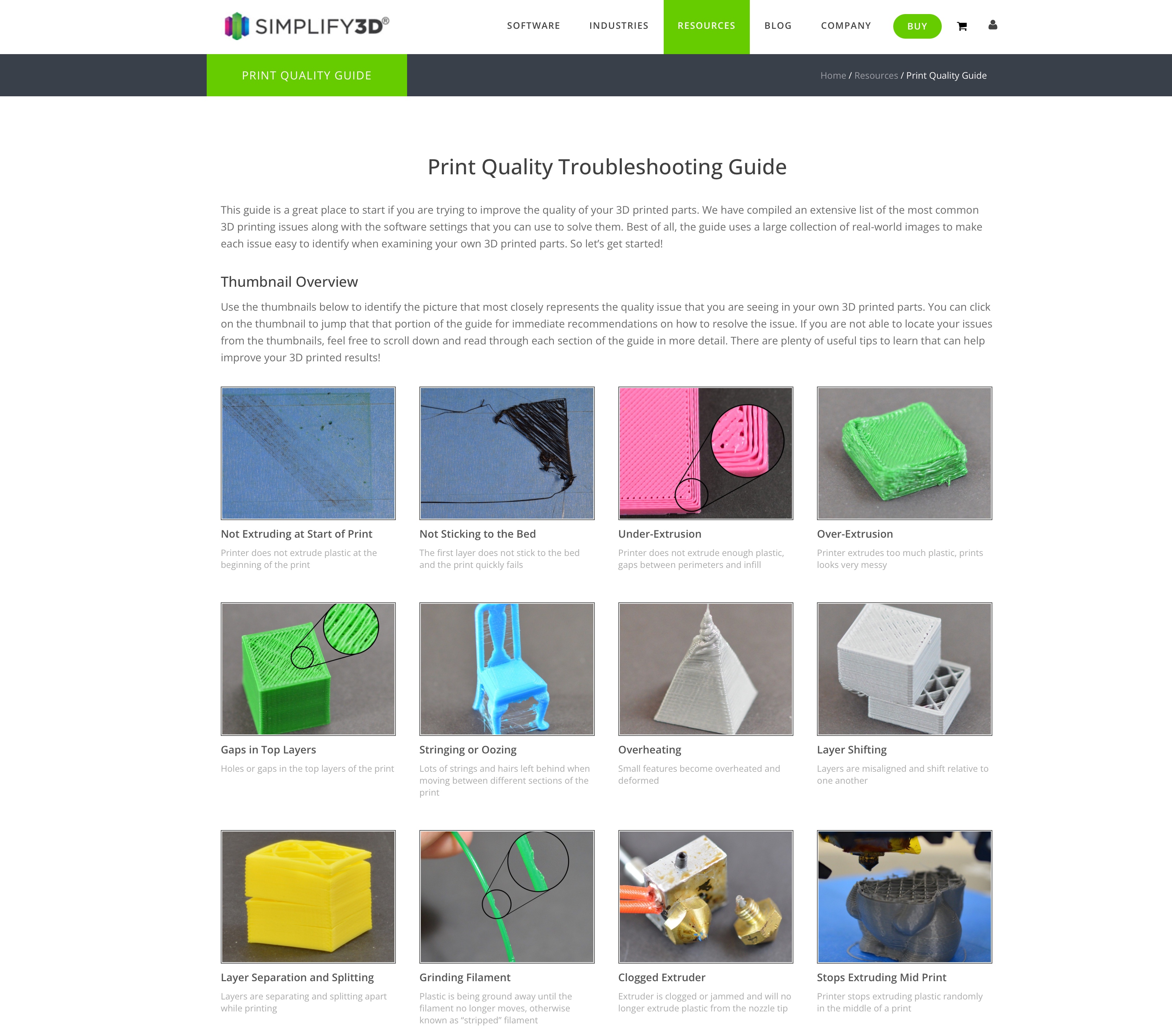 Simplify3D Print Quality Guide screenshot